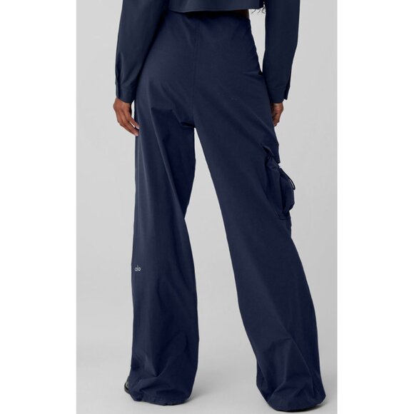 Alo Megastar Cargo Pants High OR Low Rise Navy Wide Leg Outdoor Hiking Utility L - Picture 2 of 13